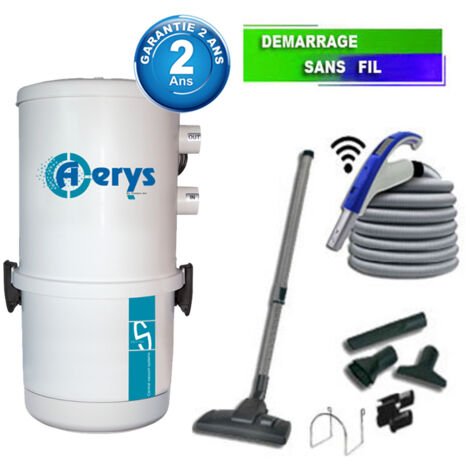 Aspirateur central type ALDES, Aerys 250 (jusqu’à 250 m²) + set accessoires - Garantie 2 ans