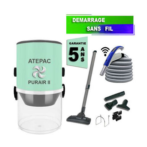 Aspirateur central type ALDES, ATEPAC PURAIR II (jusqu’à 180 m²) + set accessoires - Garantie 5 ans