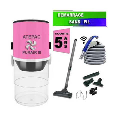 Aspirateur central type ALDES, ATEPAC PURAIR III (jusqu’à 300 m²) + set accessoires - Garantie 5 ans