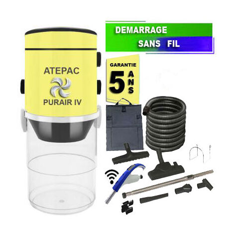 Aspirateur central type ALDES, ATEPAC PURAIR IV garantie 5 ans (jusqu’à 400 m²) + set accessoires - Garantie 5 ans