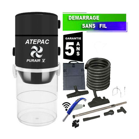 Aspirateur central type ALDES, ATEPAC PURAIR V garantie 5 ans (jusqu’à 500 m²) + set accessoires - Garantie 5 ans