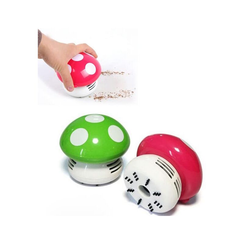 Aspirateur de Bureau, Mini Aspirateur en Forme de Champignon Table Balayeuse de Poussière Aspirateur de Bureau pour Bureau à Domicile(Couleur