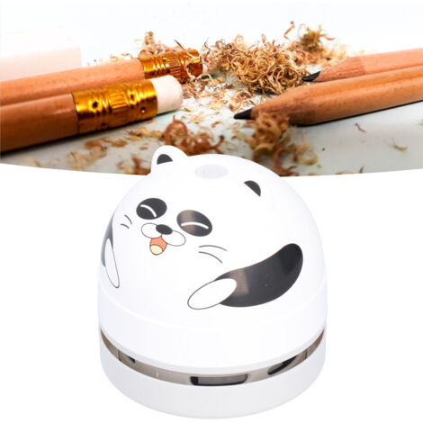 Aspirateur de bureau rechargeable USB design Panda pour enfants Mini aspirateur manuel avec brosse et embout interchangeable ABS, 1200mAh, 208g