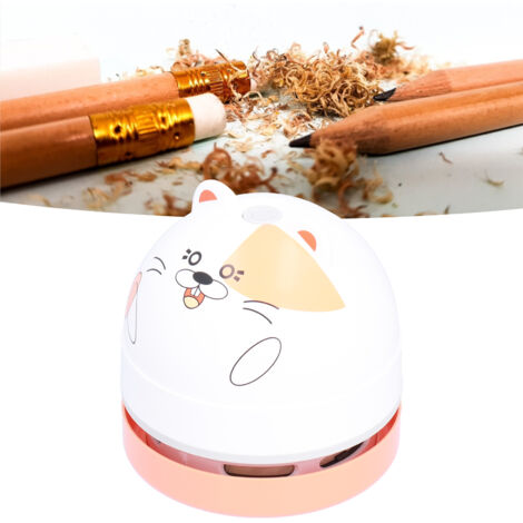 Aspirateur de Bureau USB Mini pour Déchets pour Enfants avec Design d’Animal Hamster, ABS 208g, 2W, 1200mAh, 1 Brosse et 1 Suction Cup
