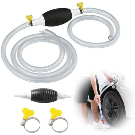 Aspirateur de Liquide Multifonction – Pompe Siphon Manuelle avec Poire en Caoutchouc, Tuyaux Transparents et Pinces Métalliques à Essence, Diesel, Eau, Huile pour Véhicule, Tondeuse, Aquarium -