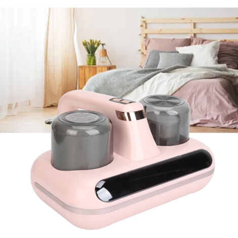 Aspirateur de Lit sans Fil avec UV et Affichage d'Humidité - Rose - Suction Forte Anti-Allergènes pour Matelas Pillows Sofa Jouets en Peluche