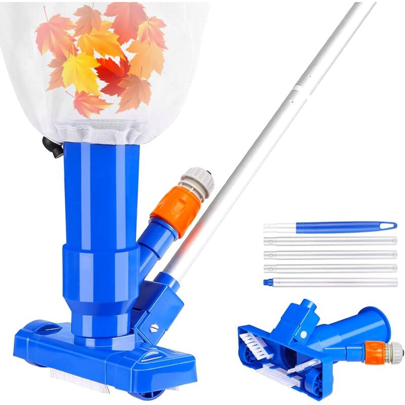 Aspirateur de piscine - Aspirateur de sol avec brosse et perches épaisses - Aspirateur de piscine - Aspirateur portable pour piscine, spa, étang,