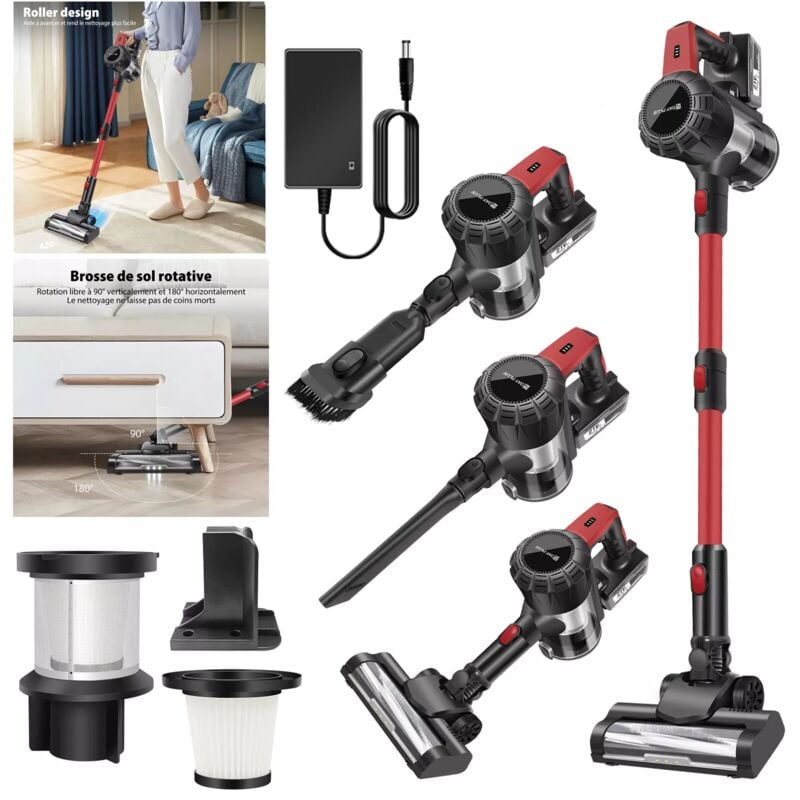 Dayplus - Aspirateur de puissance sans fil Hoover droit léger portable sans sac 6000W