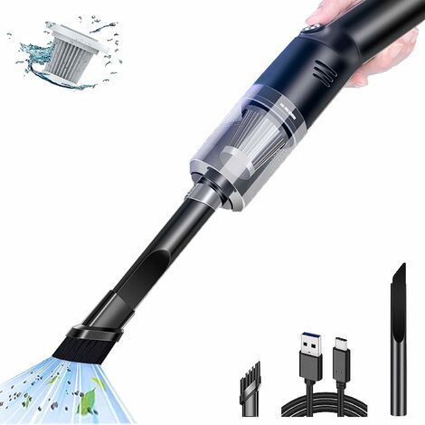 Aspirateur de voiture, Aspirateur de table sans fil（400g, Mini aspirateur à main, 4500Pa petit aspirateur portable et puissant, pour le nettoyage de voiture/clavier/ordinateur/animaux domestiques