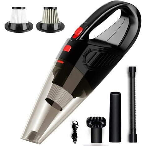 Aspirateur De Voiture Portable : Aspirateurs À Main, Mini Aspirateur À Main Sans Fil Avec Kit Haute Puissance Pour Détailler Et Nettoyer L'Intérieur De La Voiture (Noir)，HANBING