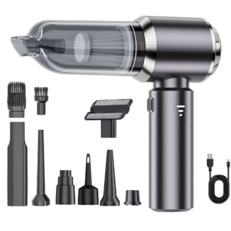 Aspirateur de voiture portable sans fil 15 000 Pa, 3 vitesses réglables, 4 en 1, avec moteur sans balais et plusieurs embouts. Mini aspirateur haute puissance pour voiture, bureau et maison