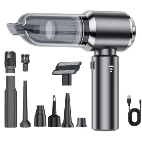 Aspirateur de voiture portable sans fil 15 000 Pa, 3 vitesses réglables, 4 en 1, avec moteur sans balais et plusieurs embouts. Mini aspirateur haute puissance pour voiture, bureau et maison