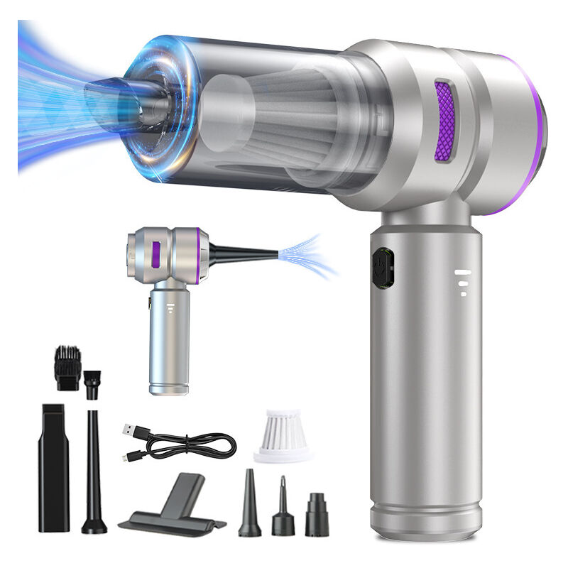 Aspirateur de voiture portatif sans balais haute puissance, dépoussiérage et mini souffleur de voiture gonflable intégré à grande aspiration à double