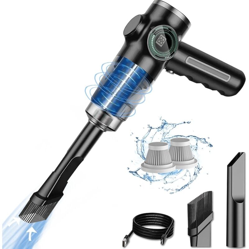 Aspirateur de Voiture sans Fil 29000Pa 120W - Puissant Aspirateur à Main Rechargeable avec Écran lcd et Longue Autonomie