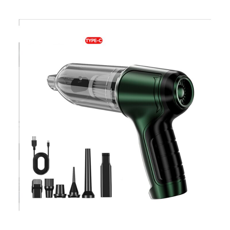 Aspirateur de voiture sans fil, chargement sec et humide, mini aspirateur portatif haute puissance à grande aspiration, vert