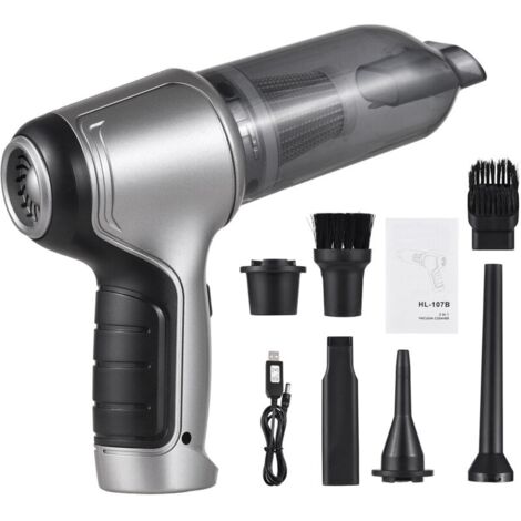 Aspirateur de voiture sans fil, mini dépoussiéreur d'air portable et pompe à main avec aspiration forte de 19 000 Pa, charge USB pour poils d'animaux, poussière, nettoyage de gravier, maison, b