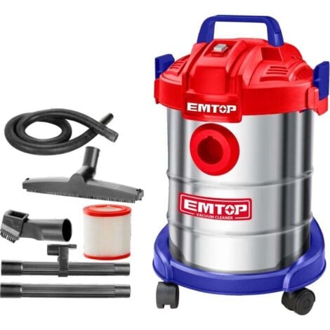 Aspirateur eau et poussière filaire 1400w emtop 30l avec accessoires
