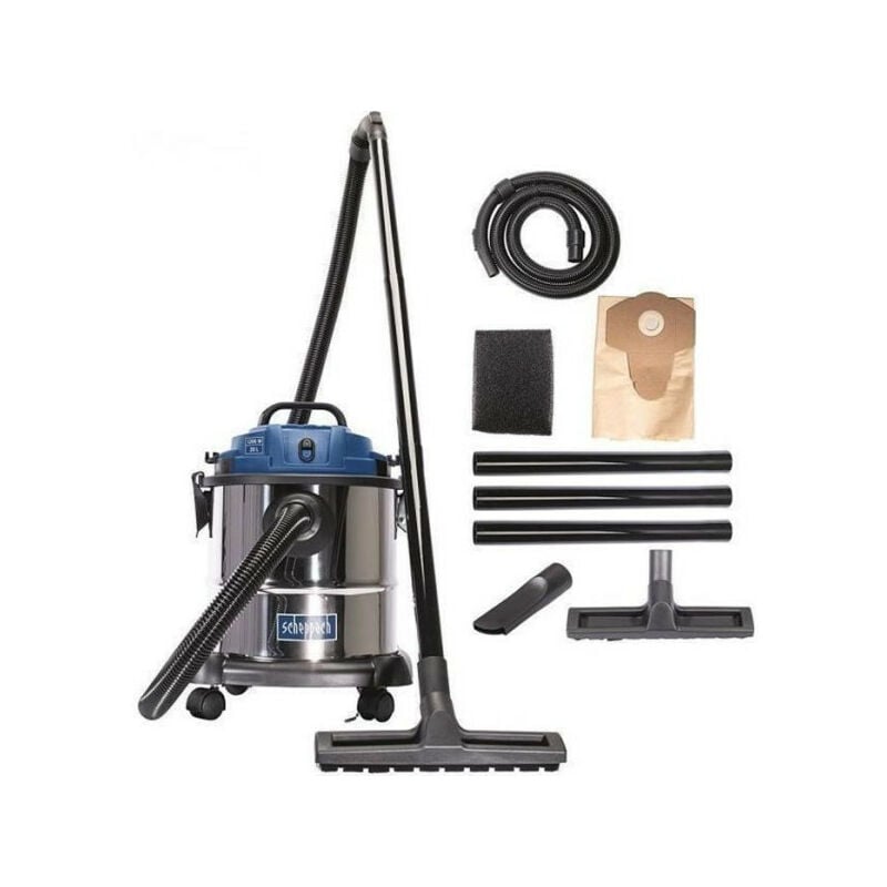 Aspirateur eau et poussiere Scheppach NTS20 - Cuve inox 20L - 1200W