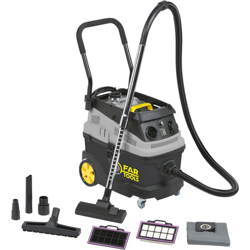 Fartools - Aspirateur eau, poussière, plâtre et gravats, triple filtration et décomatage 1600W 35L