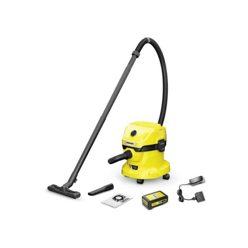 Karcher - Aspirateur eau et poussieres wd 2-18 V-12/18 sans fil (avec batterie amovible 18 v / 2,5 Ah et chargeur)