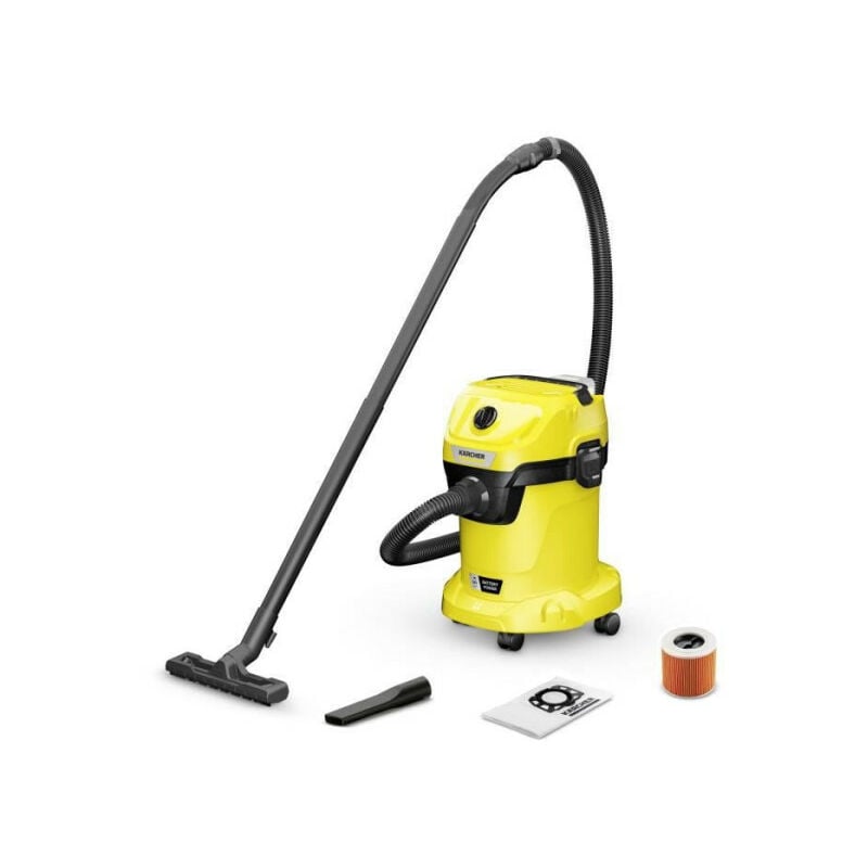 Karcher - Aspirateur eau et poussieres sans fil WD3-18 V-17/20 - Jaune et noir - Plastique - Autonomie de 20min
