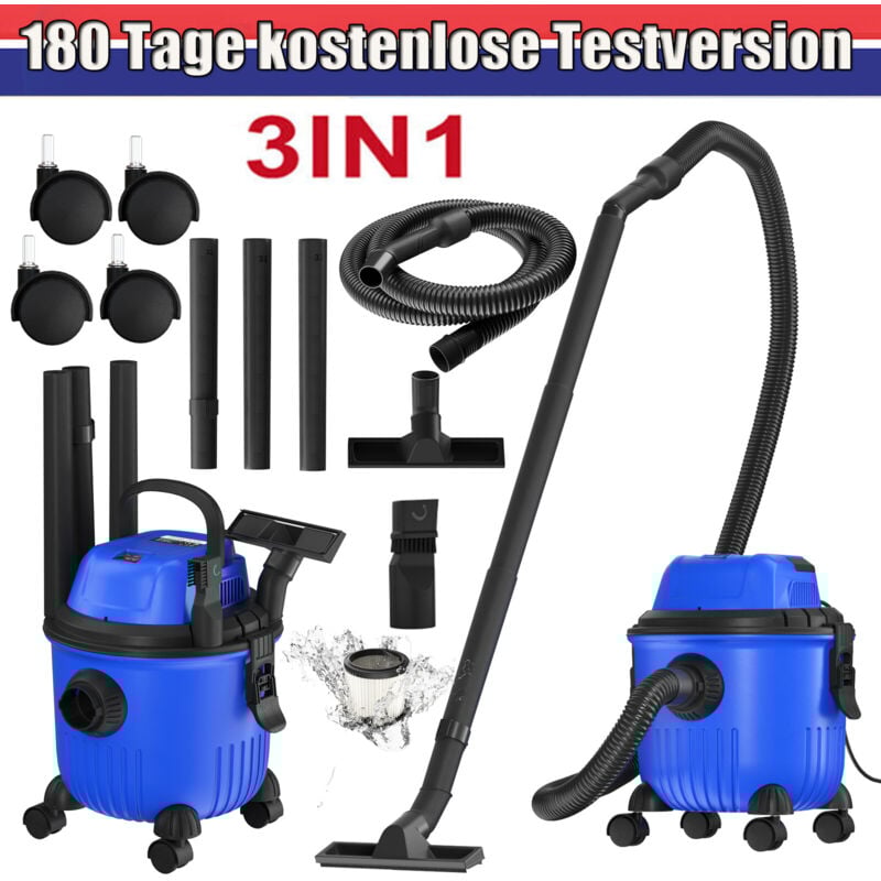 Aspirateur eau & poussière bidon 2000W 15L nettoyage bulles 3IN1 aspirateur