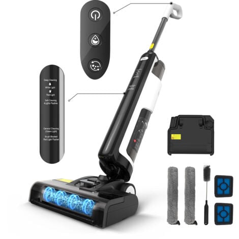 Aspirateur Laveur Sans Fil Redkey W12 SE ,Aspirateur Eau et Poussière Intelligent Sec et Humide pour Sol Durs, 45 Minutes Autonomie,Auto-Nettoyage,Double réservoir de 1,15 L