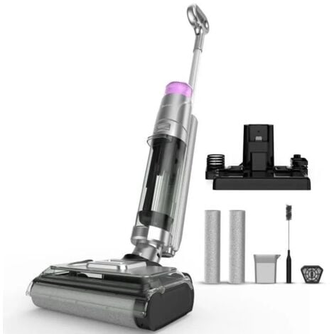 Aspirateur Laveur Sans Fil Redkey W13 ,17500Pa,Aspirateur Eau et Poussière Intelligent Sec et Humide pour Sol Durs, 45 Minutes Autonomie,Auto-Nettoyage/Auto-Séchage,Nettoyage des Bords,Écran LED