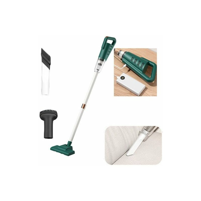 Kinsi - Aspirateur à main, Aspirateur balaisBalai électrique, silencieux, grande puissance d'aspiration, mobile et rechargeable, Vert