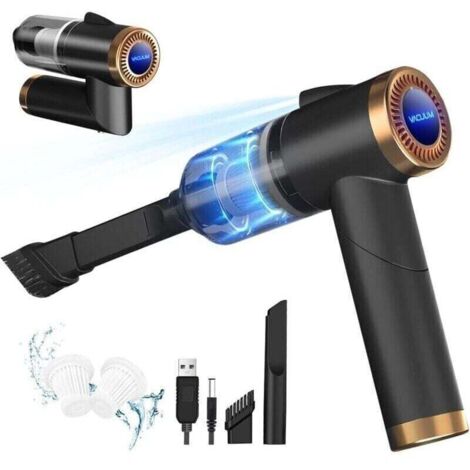 Aspirateur Main sans Fil, 9000Pa 120W Mini Puissant 4000 mAh Rechargeable, avec Lampe LED Filtre USB Aspirateur de Table pour Maison Voiture Animal Domestique