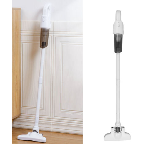Aspirateur Main Sans Fil - Aspirateur Balai Léger 2-en-1 avec Puissant Succion, pour Multi-Surfaces, ABS, Batterie Lithium 18650 2000mAh, Accessoires Inclus, Blanc