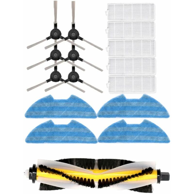 Alovez - Aspirateur pièces 5x Filtre 3x Brosses 1xLatérale Brosses Principale 4x Vadrouille Outil de Nettoyage pour Proscenic 811GB 911S