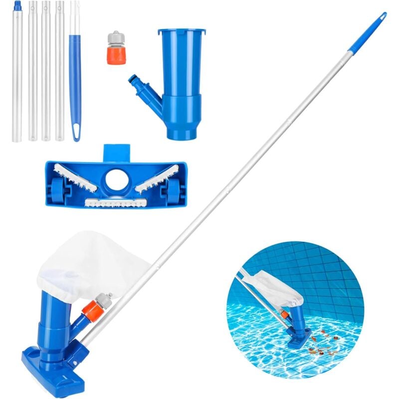 Aougo - Aspirateur Piscine, Aspirateur à Jet De Piscine avec Tige à 5 Sections, Portable Aspirateur Accessoires de Nettoyage pour Spa, Étang,