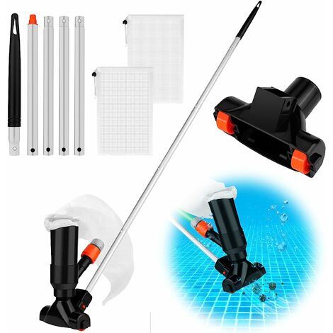 Aspirateur Piscine, Aspirateur Piscine Hors Sol Manuel avec Brosse avec 5 Pôles et 2 Sacs en Filet Aspirateur Spa Piscine de Brosses pour Le Nettoyage de la Piscine