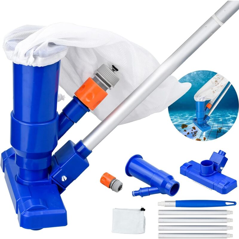KZQ - Aspirateur Piscine, Aspirateur Piscine Portable avec Perche Télescopique pour Nettoyage des Piscines - Bleu