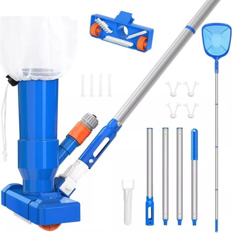Aspirateur Piscine, Aspirateur Piscine Portable avec Perche Télescopique pour Nettoyage des Piscines - Bleu