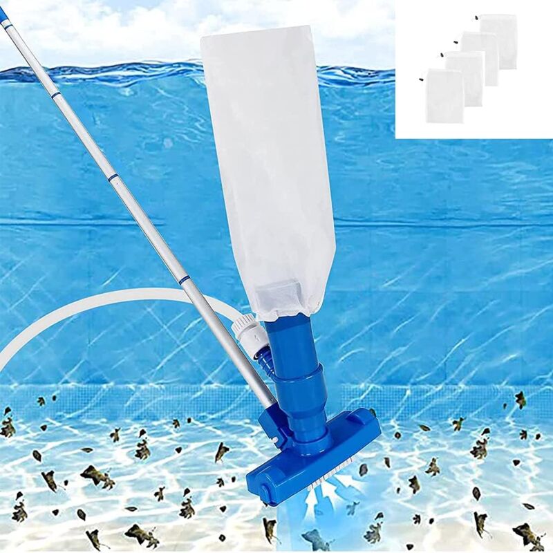 Aspirateur Piscine Hors Sol Manuel, Nettoyage Portable avec Poignée Extensible en Acier Inoxydable pour Étangs