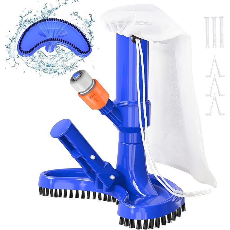 Gotrays - Aspirateur Piscine, Nettoyeur sous Vide Portable amélioré avec Brosse et Sac, pour Piscine Hors Sol, Aspirateur Accessoires De Nettoyage