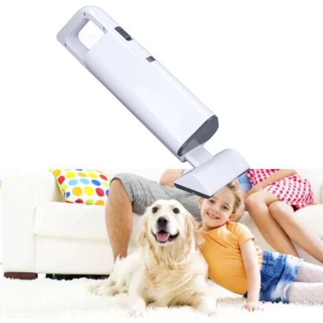 Aspirateur portable à main sans fil pour élimination des poils d’animaux aspiration puissante pour maison blanc