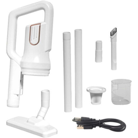 Aspirateur portable sans fil, adapté aux maisons, élimine les poils d'animaux et la saleté, blanc