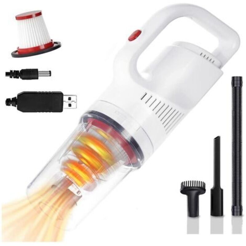 Aspirateur portatif 12 000 Pa, aspirateur de voiture sans fil, collecteur de poussière portable rechargeable par USB pour voiture/maison/bureau