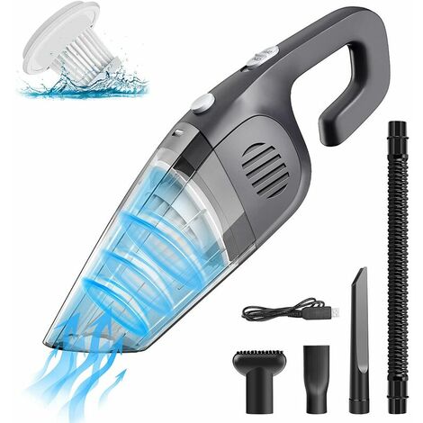 Aspirateur portatif sans fil, aspirateur à main rechargeable, forte aspiration avec technologie de charge rapide, mini aspirateur sec humide pour voiture, maison et bureau, gris