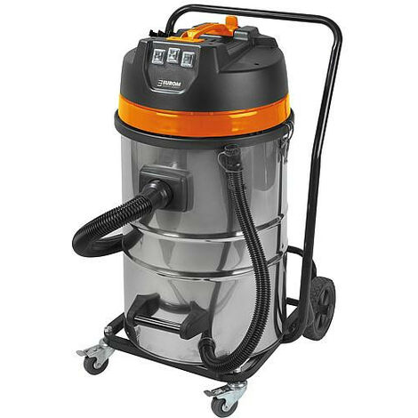 Aspirateur professionnel eau/poussière 3000W – Dépression 200 mbar – Capacité 80 litres – Acier inoxydable – Pour chantiers humides – Eurom