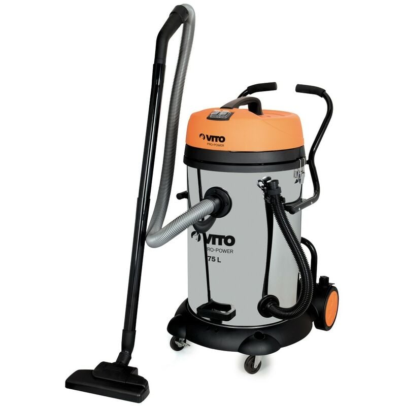 Vito Pro-power - Aspirateur eau et poussières 2400W Cuve 75 litres Inox Nettoyage professionnel vito