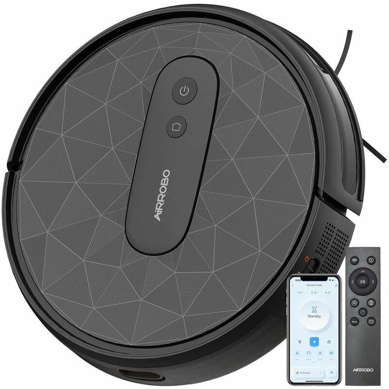 Aspirateur Robot-AIRROBO P20-2800Pa Forte Aspiration Aspirateur Robotique Silencieux, Contrôle avec App/WiFi, 120min d'Autonomie, Recharge