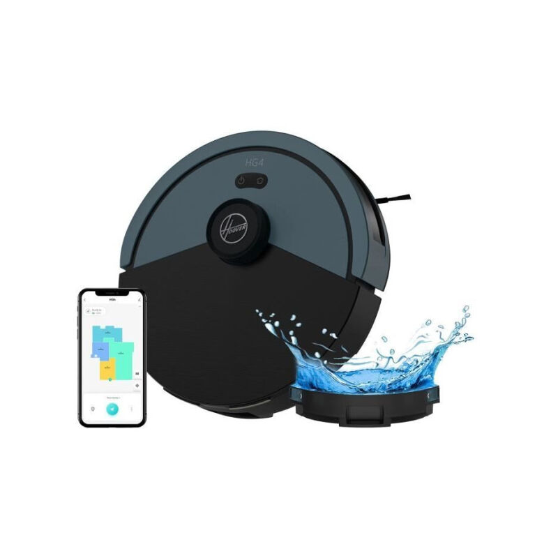 Hoover - Aspirateur Robot HG430H Hydro Laveur - Puissant 4000Pa - Tous Sols - Navigation Laser -Capteur d'obstacles - Station rech