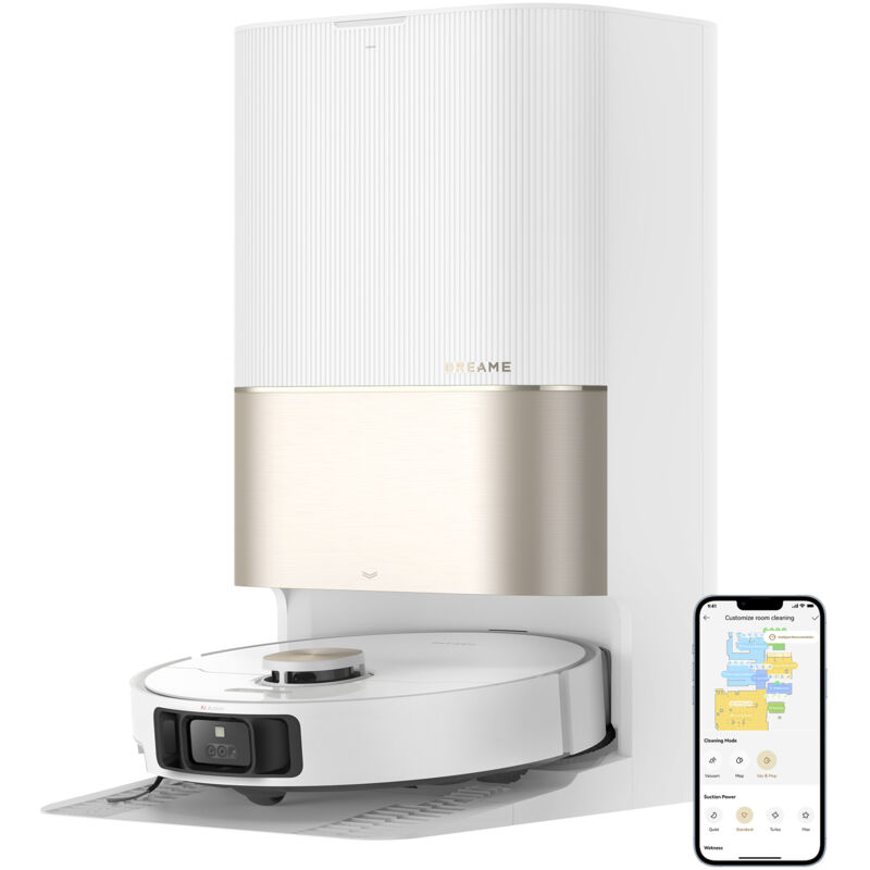 Aspirateur Robot Laveur Dreame X40 ultra complete Blanc avec Base Autonettoyante,12000Pa,Spécial pour Poils d'Animaux