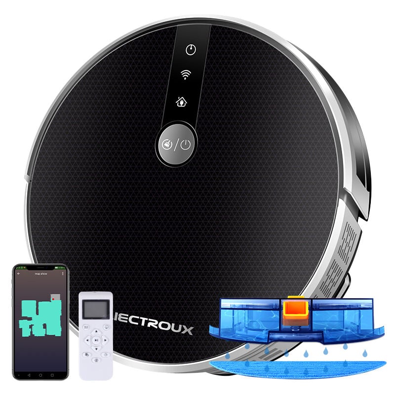 Liectroux - Aspirateur Robot Laveur C30B, 6500Pa d'aspiration, WiFi App & Voice Control, Auto-recharge, Fonctionne avec Alexa & Google Assistant, 5