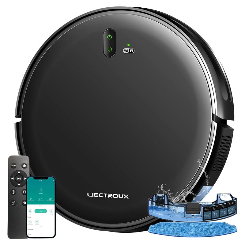 Liectroux - Aspirateur Robot Laveur L200,Smart Mapping, WiFi App & Voice Control, 4000Pa d'aspiration, moteur Brushless, fonctionne avec Alexa &