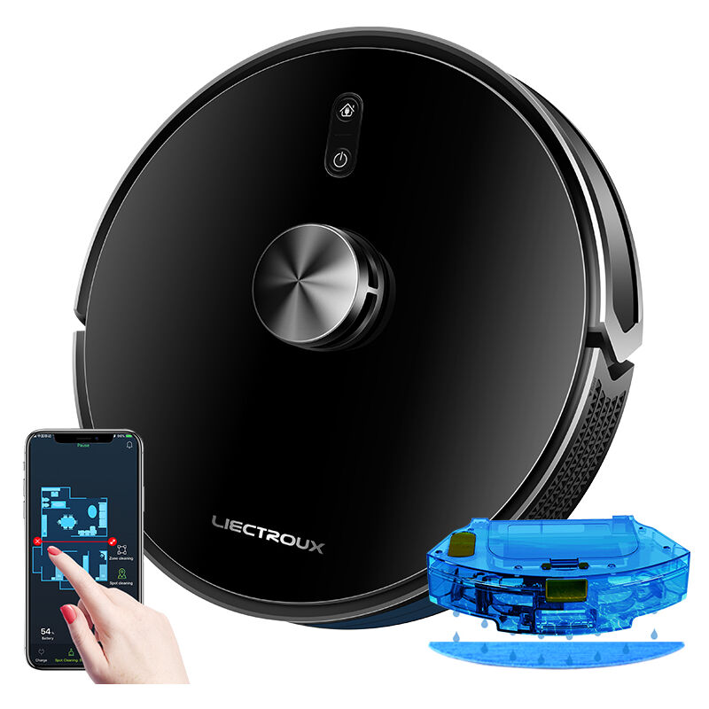 Liectroux - Aspirateur Robot Laveur X6, 6500Pa d'aspiration, Navigation Laser LiDAR, Combo sec et humide, Controle app, Nettoyage de moquette Turbo